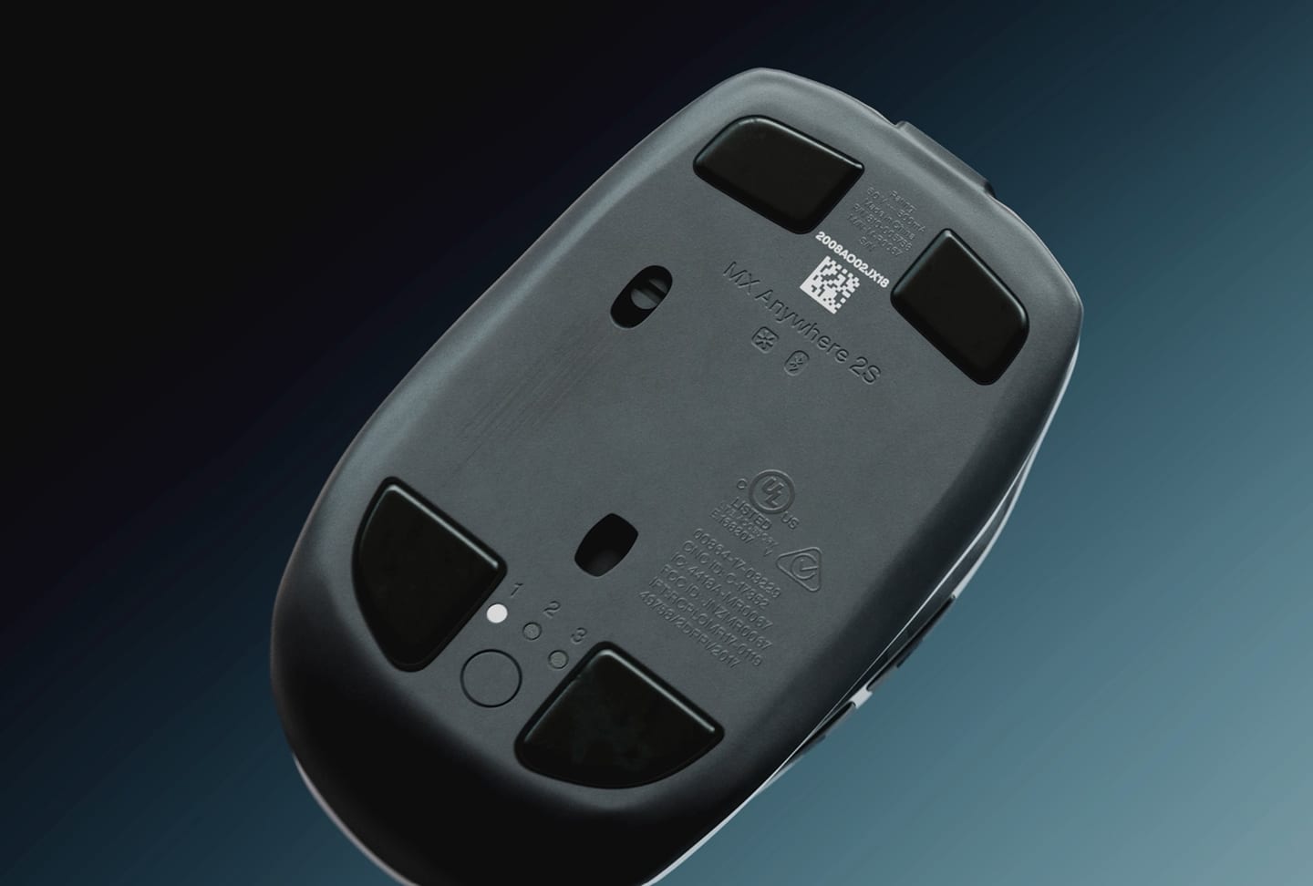 Logitech MX Anywhere 2S, top view showing the silhouette